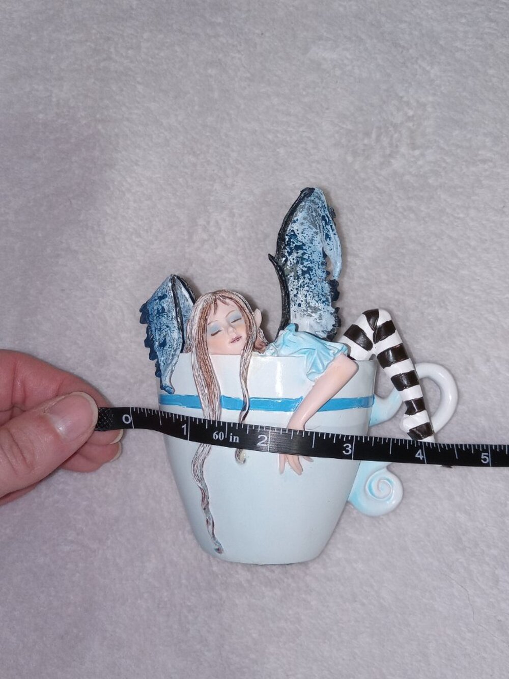 Ebros Amy Brown Teacup Fairy 'I Need Coffee' Sculpture Figurine Blue Vtg Y2K - Picture 11 of 12